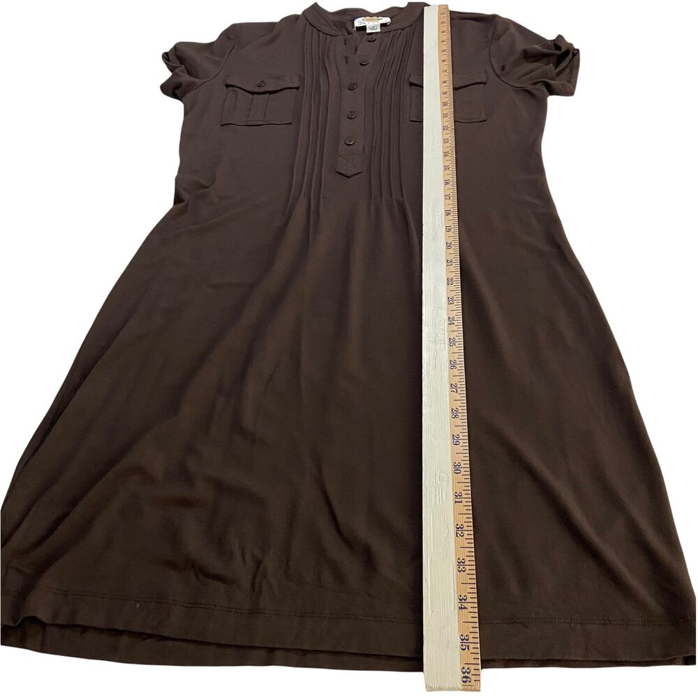 Talbots Brown Short Sleeves Front Button Tee Dress Size 6P - Picture 8 of 8